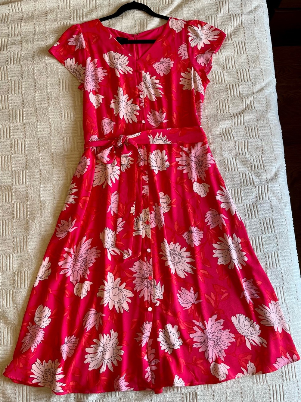 Talbots Hot Pink Floral Zip-Back Dress